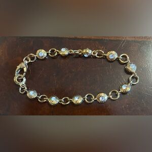 HENRI BENDEL EUC &Vintage 
Gold Plated w/ Crystal Bendel
Logo Bracelet 8"